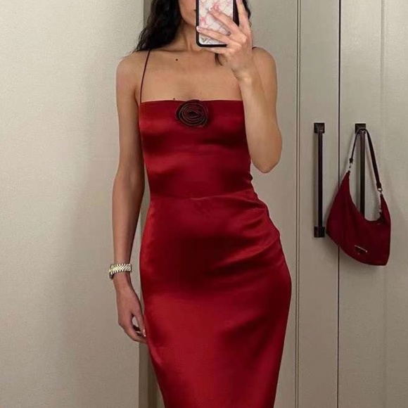 NWT Reformation Frankie Dress - Sangre Rosette - Picture 3 of 9